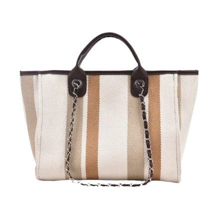 Medium Tote Bag (Cocoa Stripe)